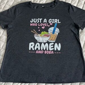 Graphic Tee with Ramen and Boba Design